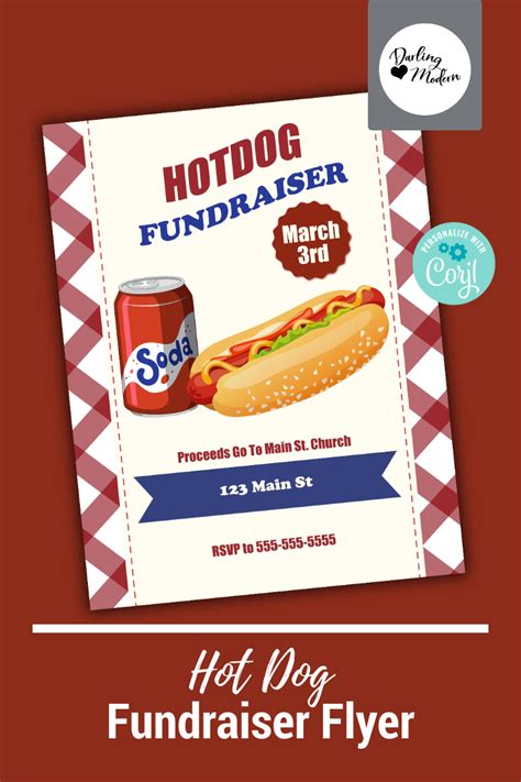 Editable Hot Dog Fundraiser Flyer Printable Pta Pto School Church