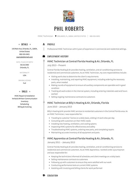 A lab technician resume must showcase skills in collecting and testing body fluid specimens, drafting test reports, and performing preventative maintenance on lab equipment lab technicians collect and test blood and body fluid samples as well as document and forward accurate lab results to doctors. HVAC Technician Resume & Guide | + 12 Templates | PDF ...