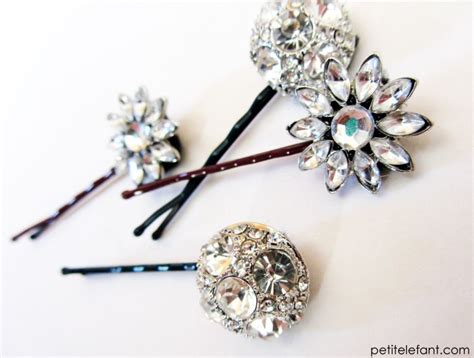 Jeweled Bedazzled Bobbie Pins With Costume Jewelry Earrings And Other Materials Costume