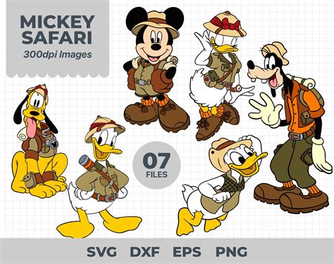 Mickey Safari SVG, Mickey SVG, Minnie SVG, Pluto Svg, Daisy Svg, Donald
