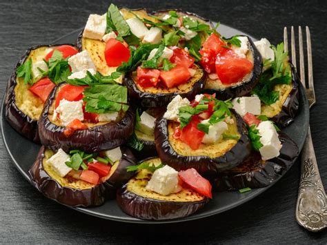 Healthy Recipes Grilled Eggplant Stacks With Tomato And Feta Recipe