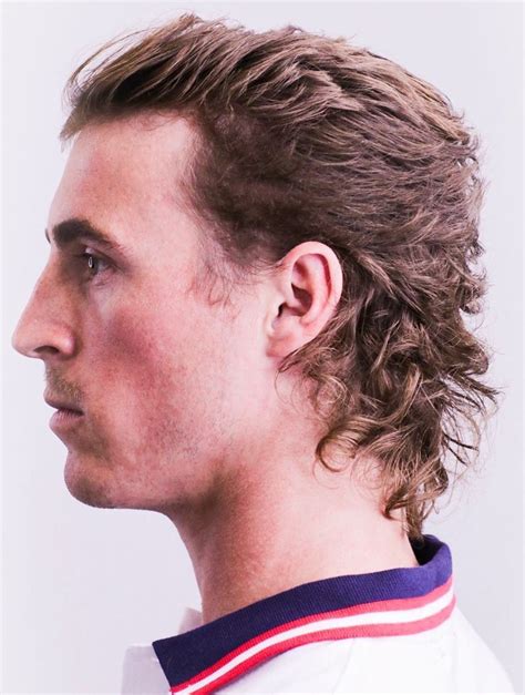 Pushed Back Top With Curled Mullet Haircuts For Men Mullet Hairstyle