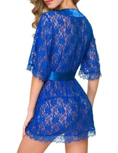 Women Sexy Lingerie Lace Nightgown See Through Sleepwear Dress Robe Kimono Gown Ebay