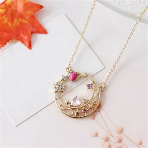Anime Cute Girl Jewelry Goddess Moon Pendant Necklace Healing Crystal