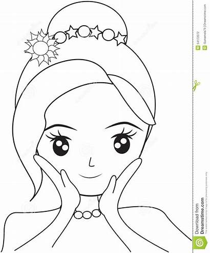 Mermaid Coloring Face Cartoon Illustration Children Useful