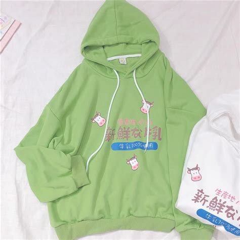 Cotton fabric is just one of the many quality materials in our dedicated online fabric shop. JAPANESE HARAJUKU CUTE MILK PRINT HOODIE BY23121 | Really ...