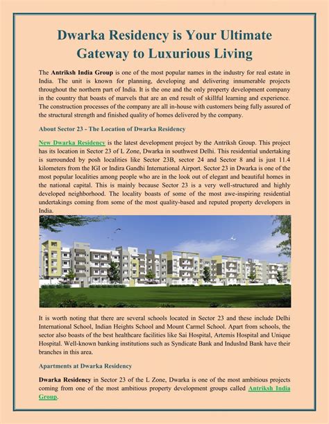 Dwarka Residency is Your Ultimate Gateway to Luxurious Living