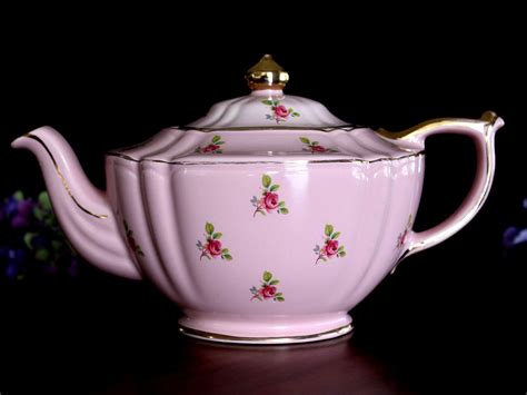 Sadler Pink Chintz Teapot Shabby Rosebud Transferware Vintage Tea Pot