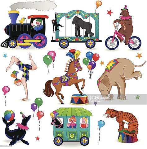 Vector Illustrations Of Various Circus Characters Circus Characters