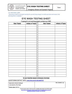 Free Printable Eye Wash Station Inspection Sheet Read Iesanfelipe Edu Pe
