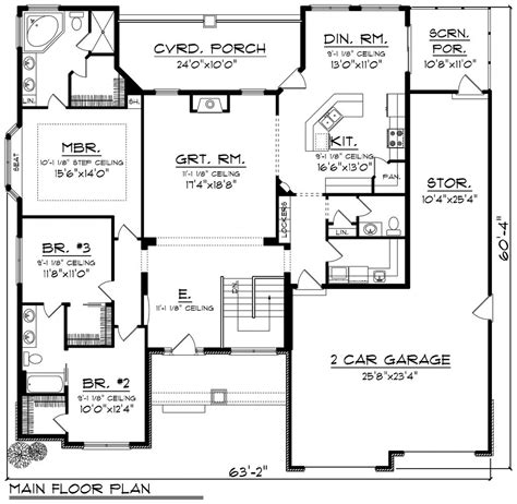 Ranch Style House Plan 3 Beds 25 Baths 2129 Sqft Plan 70 1167