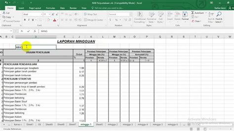 Cara Membuat Laporan Mingguan Pekerjaan Konstruksi Di Excel Youtube