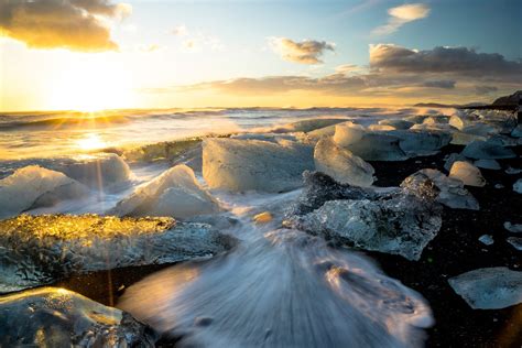 Nature Sunlight Long Exposure Ice Beach Sea Sunrise Wallpapers Hd