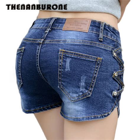 Thenanburone Sexy Denim Shorts Summer Fashion Brand Women High Waist Short Skinny Sheath Buttons