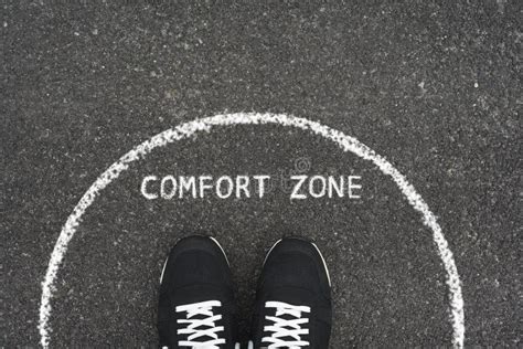 Comfort Zone Concept Feet Standing Inside Comfort Zone Circle Stock
