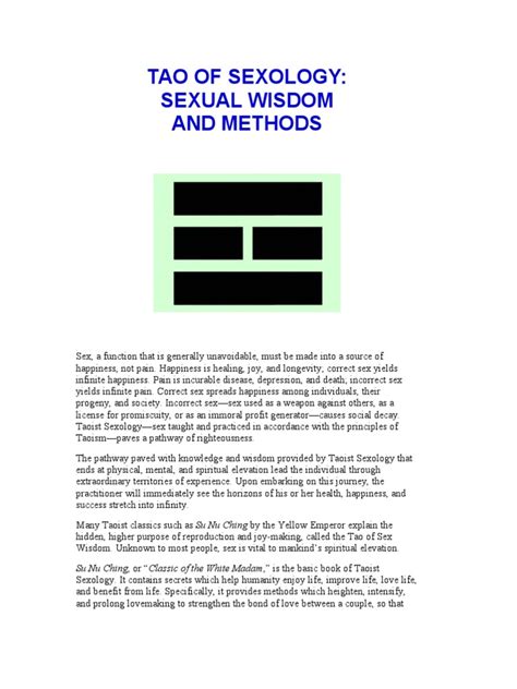 Tao Of Sexology Sexual Wisdom And Methods Su Nu Ching Or “classic Of The White Madam” Is The