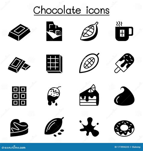 Cacao Chocolate Cocoa Icon Set Stock Vector Illustration Of Concept