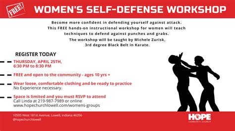 Womens Self Defense Workshop Hope Community Church Of Lowell