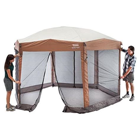 Once it's up, the canopy's uvguard™ protection blocks some of the sun's most harmful rays. Coleman Instant Screened Canopy 12'X10' Tan/Brown