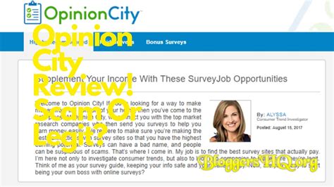 Opinion City Reviews : Opinion City Survey Review- Legit Opportunity or a Scam? : This opinion 