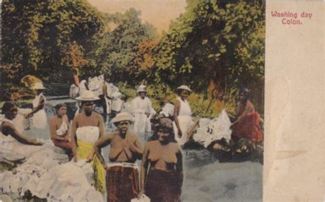 Panama Colon Washing Day Native Women Nude Topless Latin South
