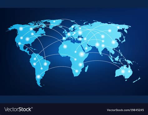 World Map With Global Connections Royalty Free Vector Image