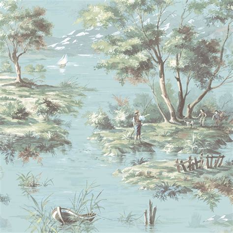Norwall Wallcoverings La Campagne Turquoise Wallpaper Mh36517 Toile