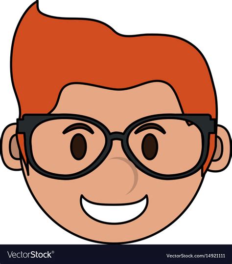 Color Image Cartoon Face Smiling Man With Glasses Royalty Free Vector