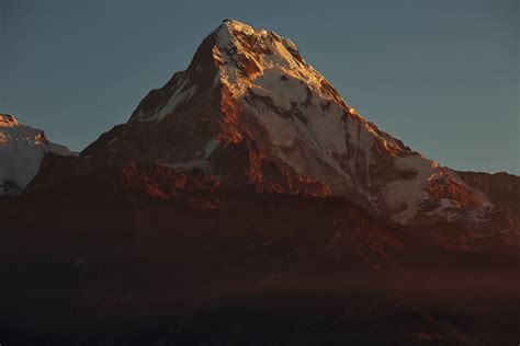 Mountain Summit Mountains Nepal Sunset Landscape Hd Wallpaper