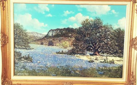 Dwight Burcham Oil Painting Of Texas Hill Country Bluebonnets