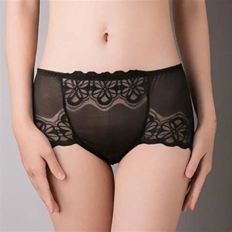 Pholeey Ruffles Mid Rise Lace Transparent Hips Women Panties Solid Seamless Light Breathable