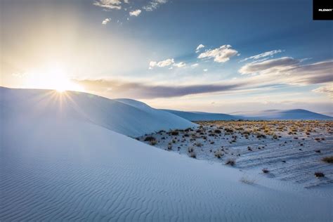 New Mexico White Sands Desert Dunes Sunset Usa New
