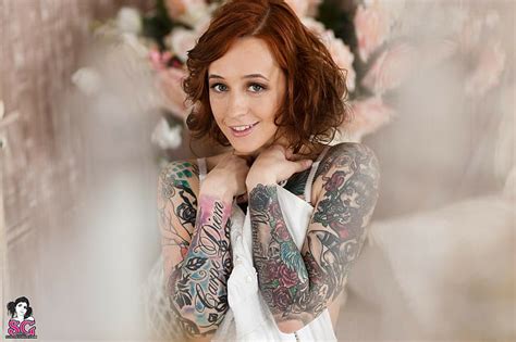 Suicide Girls Janesinner Suicide Redhead Tattoo Smiling Hd