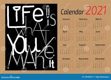 Kalender 2021set Von 12 Monaten Vektor Abbildung Illustration Von