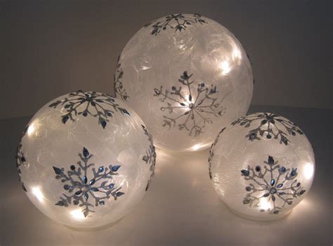This Set Of Lighted Snowflake Glass Globes Will Add Sparkle And Shine To Your Holiday Decor