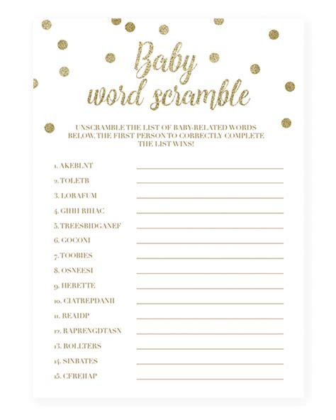 36 Adorable Baby Shower Word Scrambles Kittybabylove