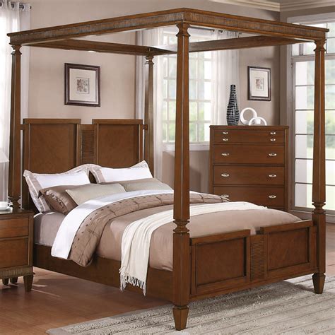 .canopy bed cherry benefit : Jayden Canopy California King Canopy Bed in Light Cherry ...