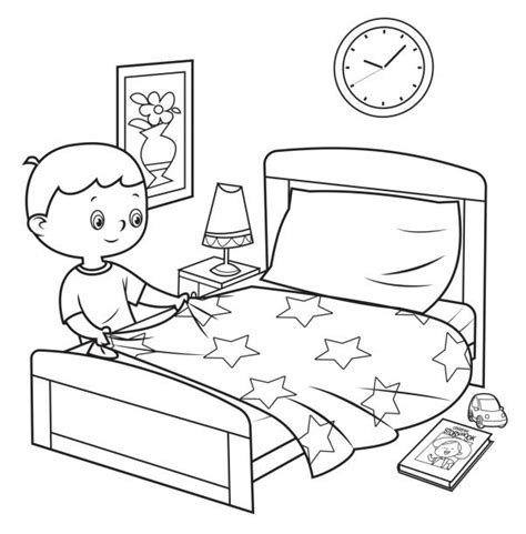 Boy Making Bed Clipart For Kids