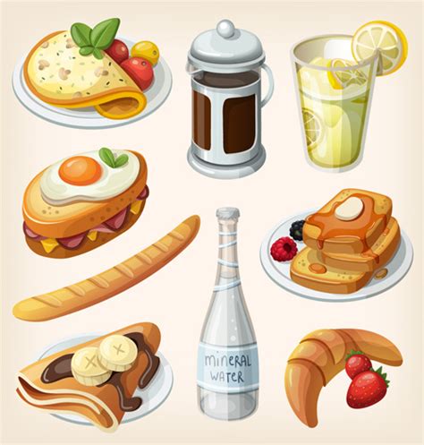 Set Of Food Illustration Vectors Vectors Graphic Art Designs In