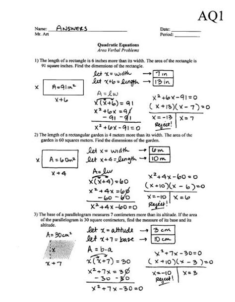 Quadratic Equations Worksheet Grade 11 Pdf