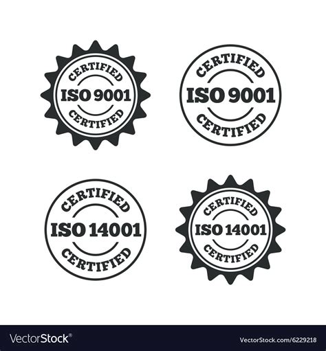 Iso 9001 And 14001 Certified Icon Certification Vector Image