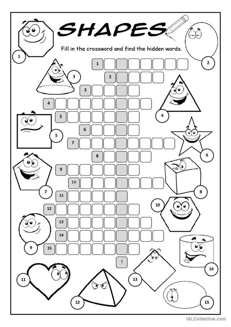 Shapes Crossword Puzzle Crossword English Esl Worksheets Pdf And Doc