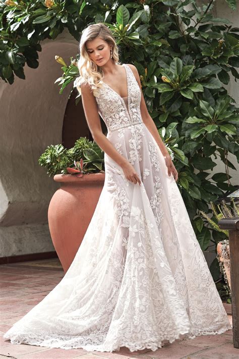 f211065 pretty embroidered lace wedding dress with v neckline wedding gowns lace wedding