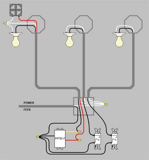 Wire the exhaust fan and recessed light fixture. electrical - Wiring for 3 switch in a 3 gang box (1 switch is a switch with fan speed control ...