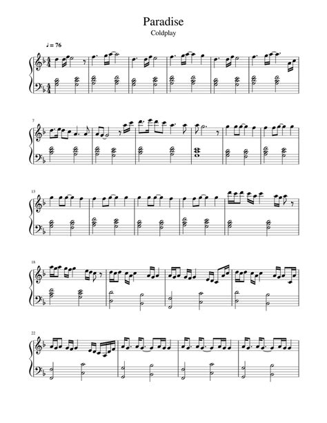 Paradise Coldplay Sheet Music For Piano Download Free In Pdf Or