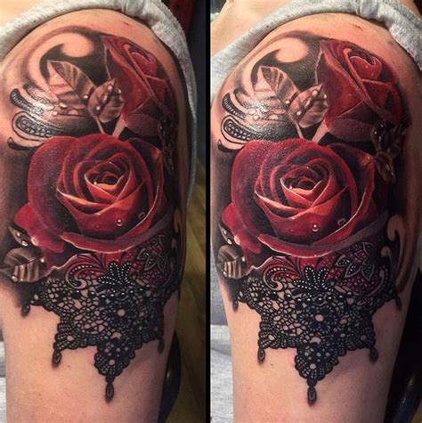 Rose And Lace Tattoo Tattoos Pinterest Lace Tattoo