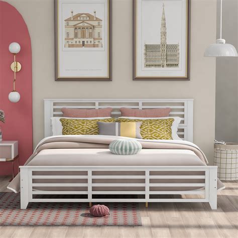 Uhomepro King Platform Bed Frame With Headboard And Headboard Classic