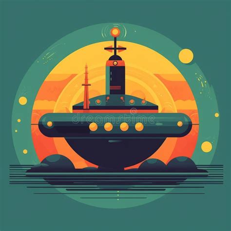 Illustration Of A Submarine Simple Vector Art Of A Submarine Front