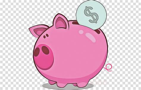 Piggy Bank Clipart Pink Cartoon Piggy Bank Transparent Clip Art