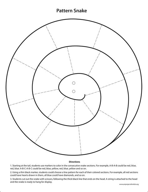 Free Pattern Snake Template Art Projects For Kids